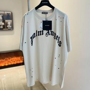 Palm Angels 23ss splashed ink hole made old short-sleeved T-shirt